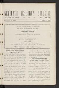 Kehilath Jeshurun Bulletin