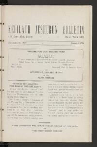 Kehilath Jeshurun Bulletin