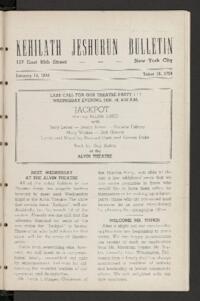 Kehilath Jeshurun Bulletin