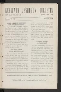 Kehilath Jeshurun Bulletin