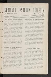 Kehilath Jeshurun Bulletin