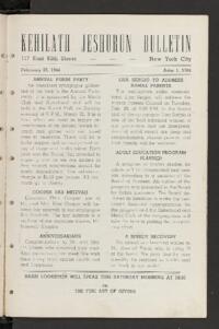 Kehilath Jeshurun Bulletin
