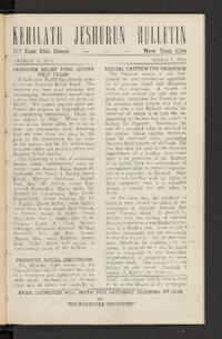 Kehilath Jeshurun Bulletin