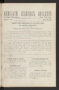 Kehilath Jeshurun Bulletin