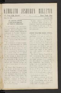 Kehilath Jeshurun Bulletin