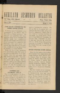 Kehilath Jeshurun Bulletin