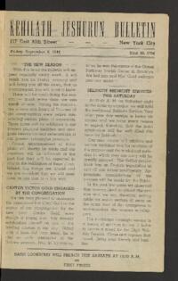 Kehilath Jeshurun Bulletin