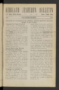 Kehilath Jeshurun Bulletin