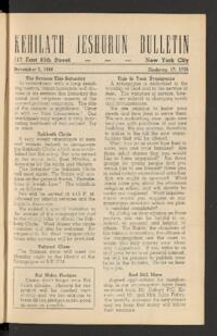Kehilath Jeshurun Bulletin