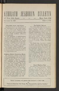 Kehilath Jeshurun Bulletin