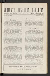 Kehilath Jeshurun Bulletin