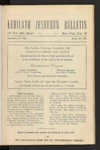 Kehilath Jeshurun Bulletin