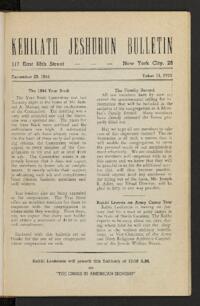 Kehilath Jeshurun Bulletin