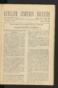 Kehilath Jeshurun Bulletin