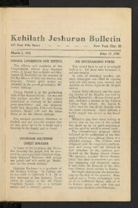 Kehilath Jeshurun Bulletin