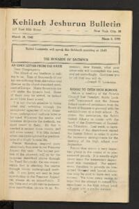 Kehilath Jeshurun Bulletin