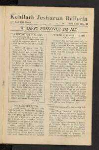 Kehilath Jeshurun Bulletin