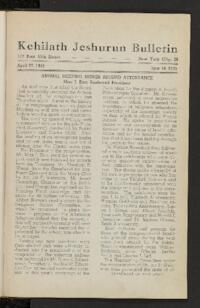 Kehilath Jeshurun Bulletin