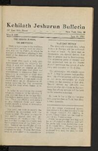 Kehilath Jeshurun Bulletin