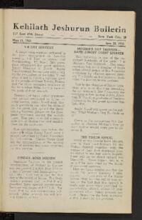 Kehilath Jeshurun Bulletin