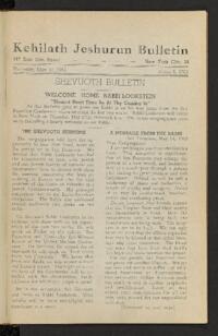 Kehilath Jeshurun Bulletin