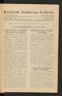 Kehilath Jeshurun Bulletin