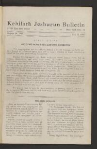 Kehilath Jeshurun Bulletin
