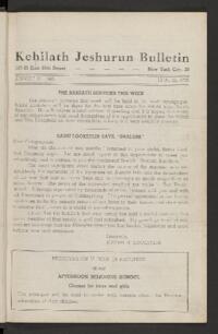 Kehilath Jeshurun Bulletin