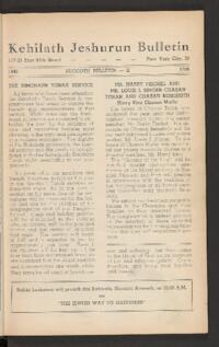 Kehilath Jeshurun Bulletin
