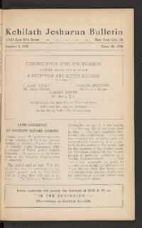 Kehilath Jeshurun Bulletin