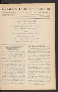 Kehilath Jeshurun Bulletin