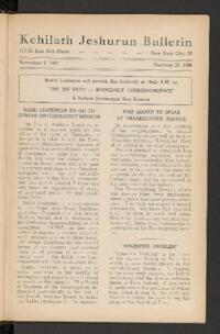 Kehilath Jeshurun Bulletin