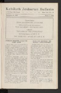 Kehilath Jeshurun Bulletin