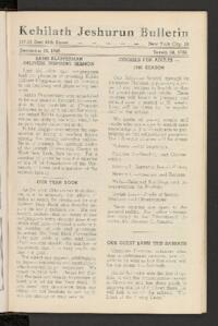 Kehilath Jeshurun Bulletin