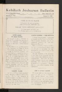 Kehilath Jeshurun Bulletin