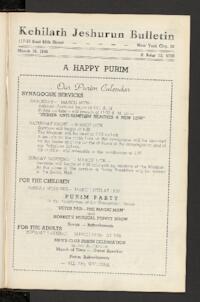 Kehilath Jeshurun Bulletin