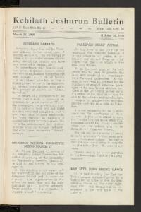 Kehilath Jeshurun Bulletin