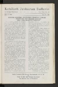 Kehilath Jeshurun Bulletin
