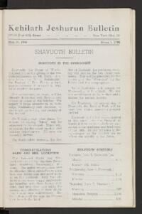 Kehilath Jeshurun Bulletin