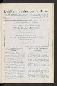 Kehilath Jeshurun Bulletin