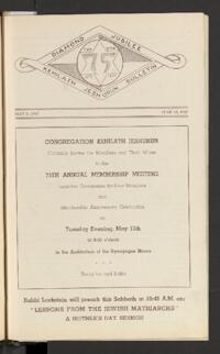 Kehilath Jeshurun Bulletin