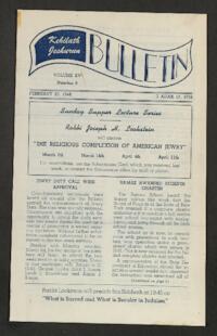 Kehilath Jeshurun Bulletin Vol. XV No. 9