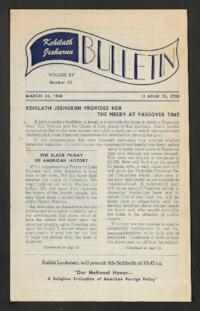 Kehilath Jeshurun Bulletin Vol. XV No. 13