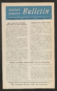 Kehilath Jeshurun Bulletin Vol. XV No. 24