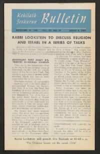 Kehilath Jeshurun Bulletin Vol. XV No. 29