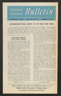 Kehilath Jeshurun Bulletin Vol. XVI No. 5