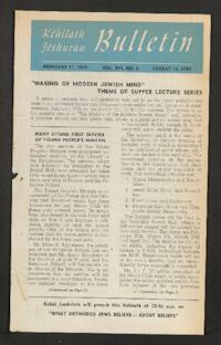 Kehilath Jeshurun Bulletin Vol. XVI No. 6