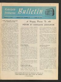 Kehilath Jeshurun Bulletin Vol. XVI No. 10