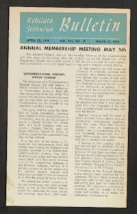 Kehilath Jeshurun Bulletin Vol. XVI No. 15