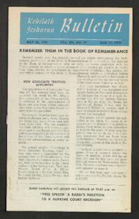 Kehilath Jeshurun Bulletin Vol. XVI No. 19